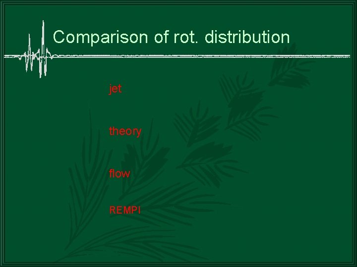 Comparison of rot. distribution jet theory flow REMPI 