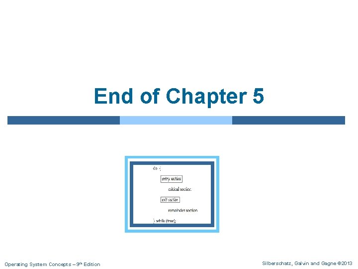 End of Chapter 5 Operating System Concepts – 9 th Edition Silberschatz, Galvin and