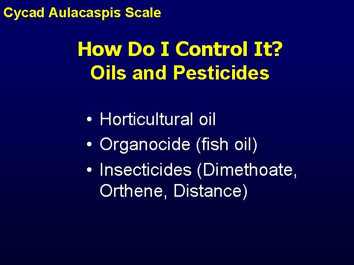 Cycad Aulacaspis Scale How Do I Control It? Oils and Pesticides • Horticultural oil