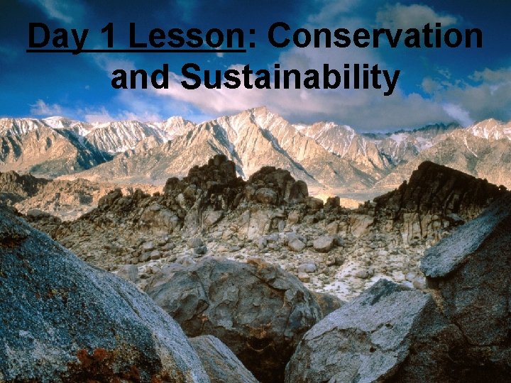 Day 1 Lesson: Conservation and Sustainability 
