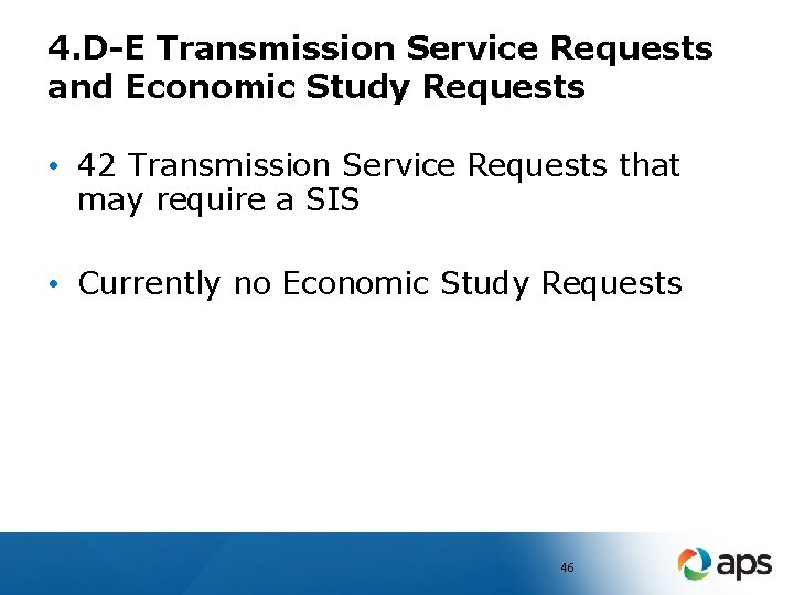 4. D-E Transmission Service Requests and Economic Study Requests • 42 Transmission Service Requests