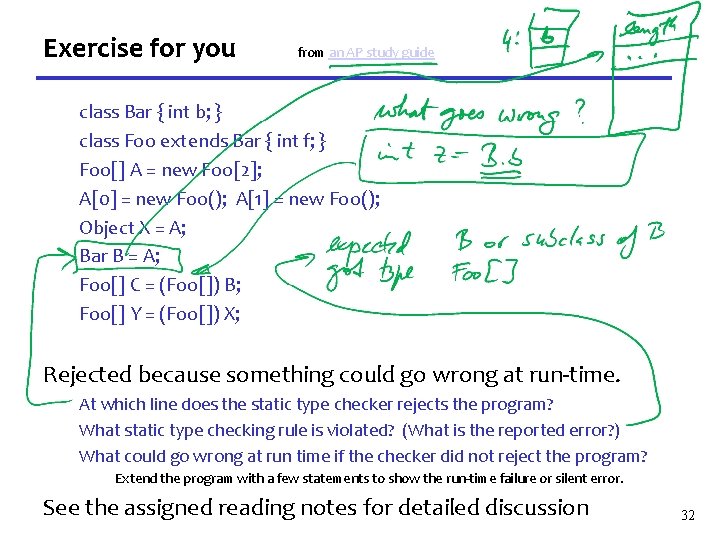 Exercise for you from an AP study guide class Bar { int b; }