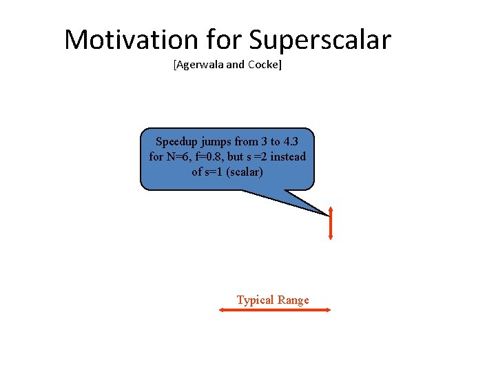 Motivation for Superscalar [Agerwala and Cocke] Speedup jumps from 3 to 4. 3 for