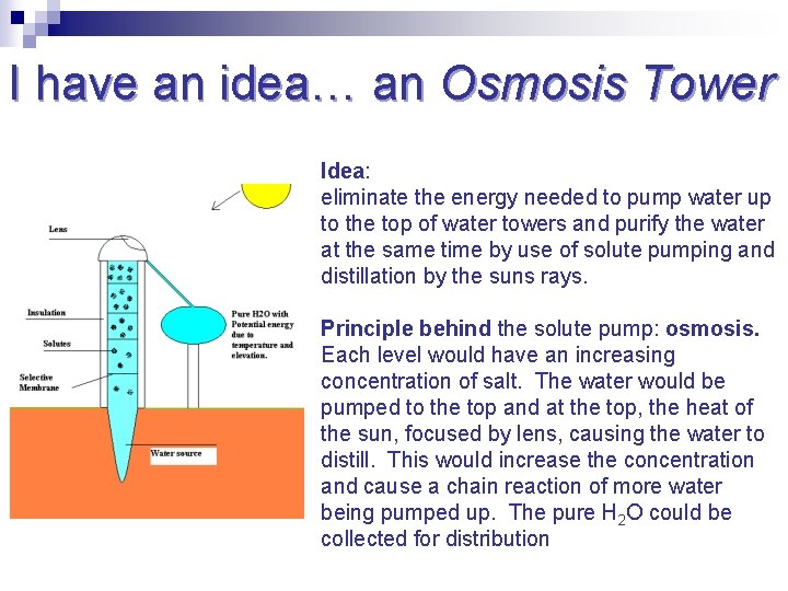 I have an idea… an Osmosis Tower Idea: eliminate the energy needed to pump