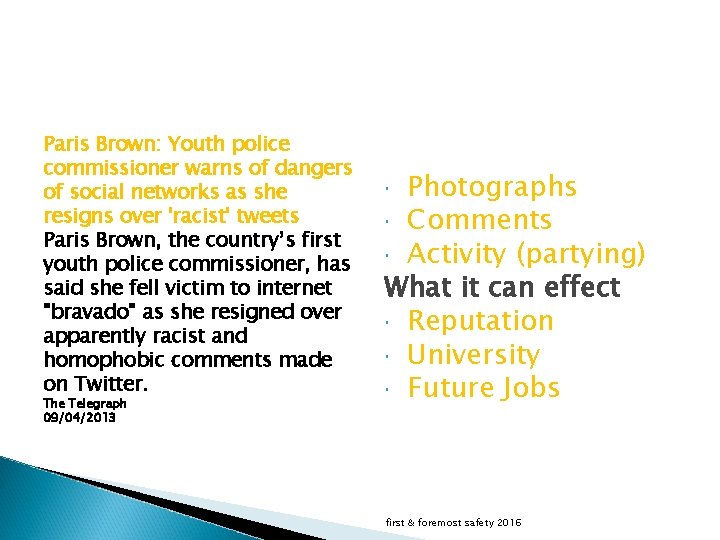 Paris Brown: Youth police commissioner warns of dangers of social networks as she resigns