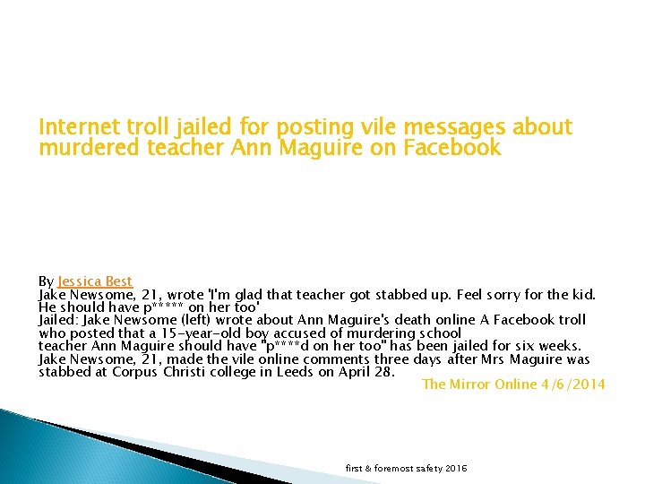 Internet troll jailed for posting vile messages about murdered teacher Ann Maguire on Facebook