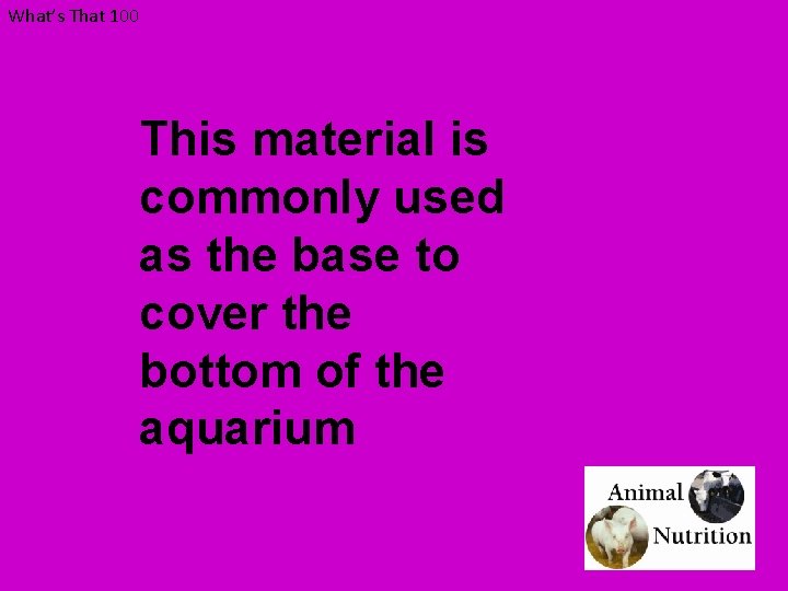 What’s That 100 This material is commonly used as the base to cover the
