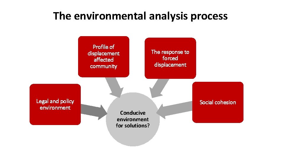 The environmental analysis process Profile of displacement affected community Legal and policy environment The