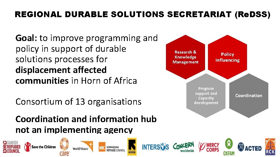 REGIONAL DURABLE SOLUTIONS SECRETARIAT (Re. DSS) Goal: to improve programming and policy in support