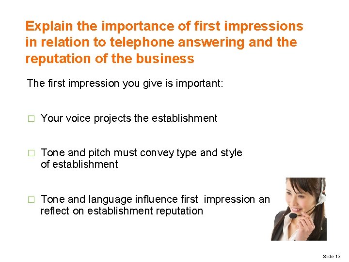 Explain the importance of first impressions in relation to telephone answering and the reputation