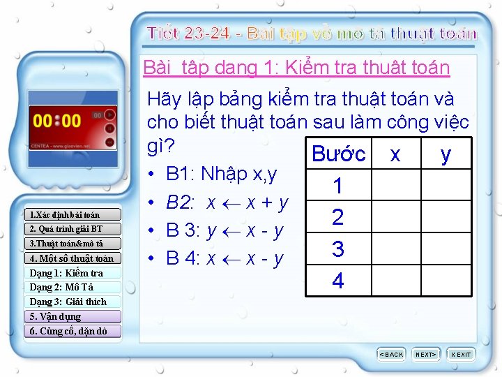 Bài tập dạng 1: Kiểm tra thuật toán 1. Xác định bài toán 2.