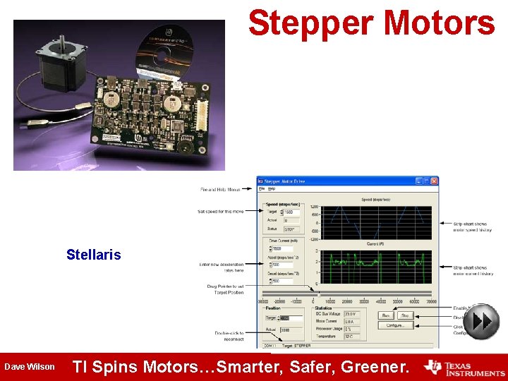 Stepper Motors Stellaris Dave Wilson TI Spins Motors…Smarter, Safer, Greener. 