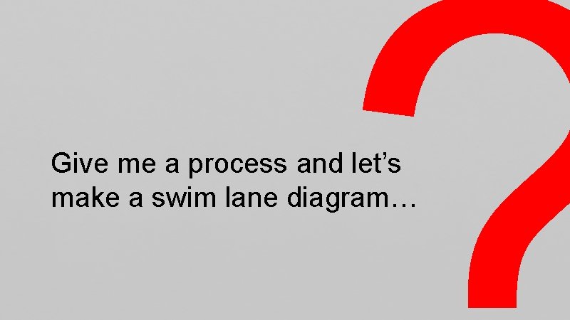 Give me a process and let’s make a swim lane diagram… 