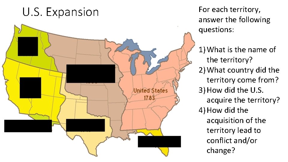 U. S. Expansion For each territory, answer the following questions: 1) What is the