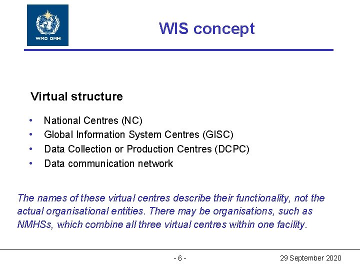 World Meteorological Organization WIS concept World Meteorological Organization Working together in weather, climate and World Meteorological Organization WIS concept World Meteorological Organization Working together in weather, climate and