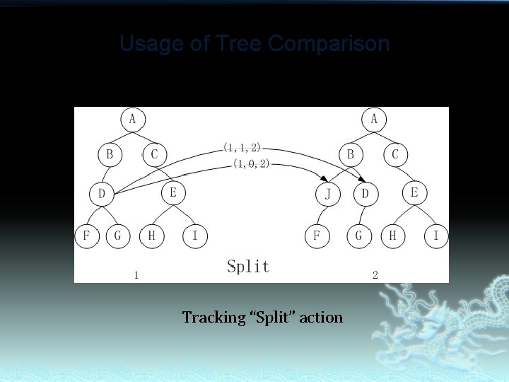 Usage of Tree Comparison Tracking “Split” action 