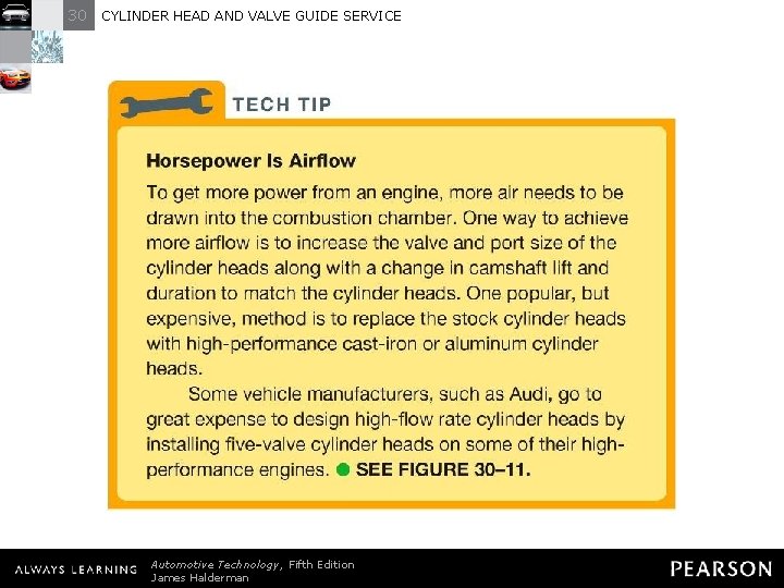 30 CYLINDER HEAD AND VALVE GUIDE SERVICE TECH TIP: Horsepower Is Airflow To get