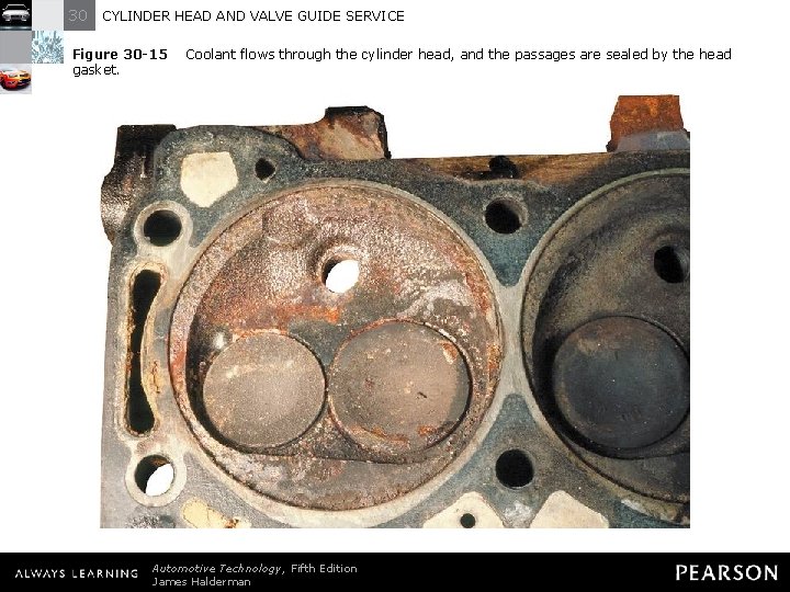 30 CYLINDER HEAD AND VALVE GUIDE SERVICE Figure 30 -15 gasket. Coolant flows through