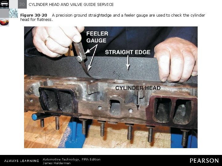 30 CYLINDER HEAD AND VALVE GUIDE SERVICE Figure 30 -20 A precision ground straightedge