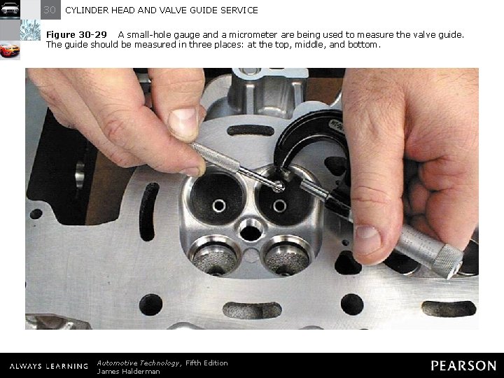 30 CYLINDER HEAD AND VALVE GUIDE SERVICE Figure 30 -29 A small-hole gauge and