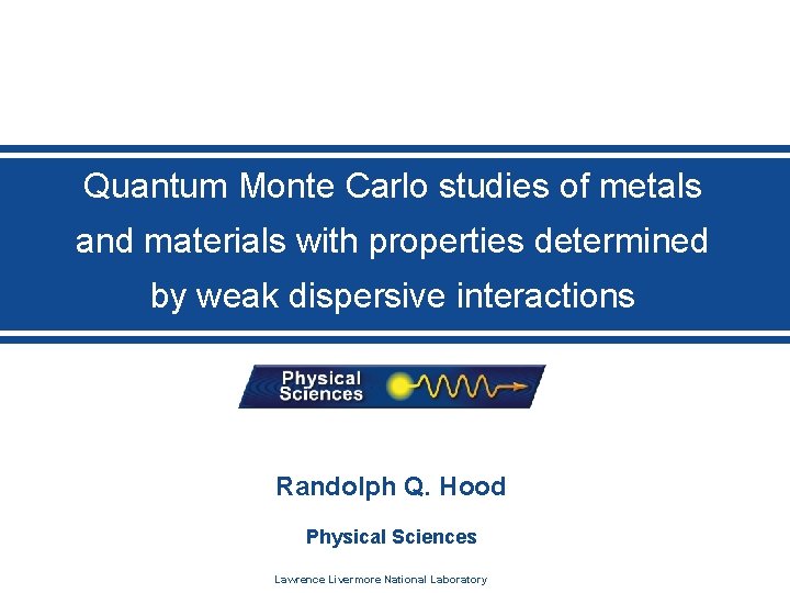 Performance Measures x. x, and x. x Quantum Monte Carlo studies of metals and