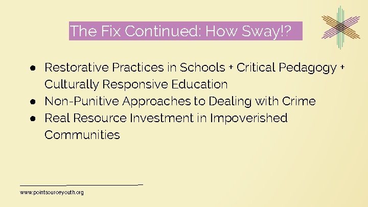 The Fix Continued: How Sway!? ● Restorative Practices in Schools + Critical Pedagogy +