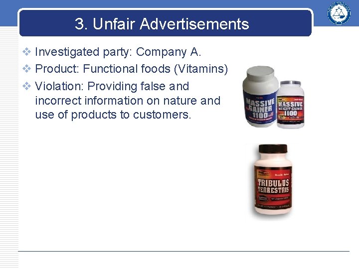 3. Unfair Advertisements v Investigated party: Company A. v Product: Functional foods (Vitamins) v 3. Unfair Advertisements v Investigated party: Company A. v Product: Functional foods (Vitamins) v
