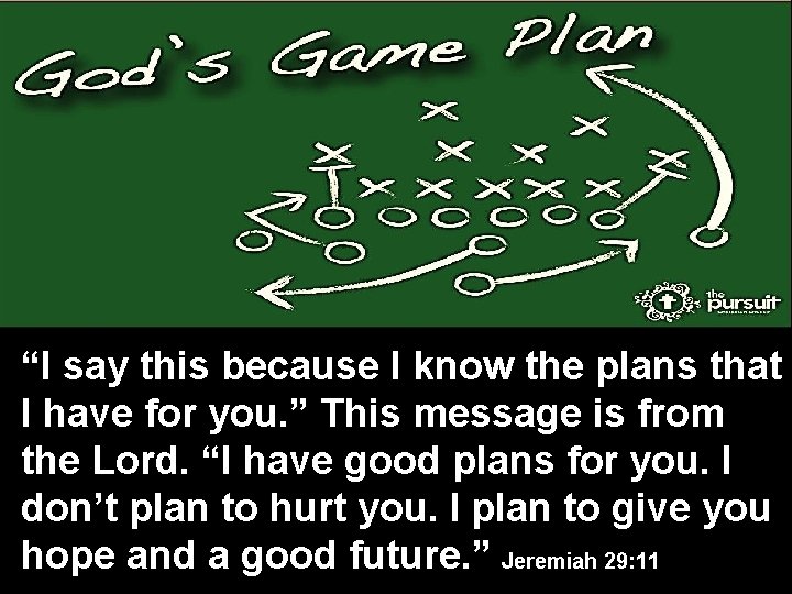 “I say this because I know the plans that I have for you. ”