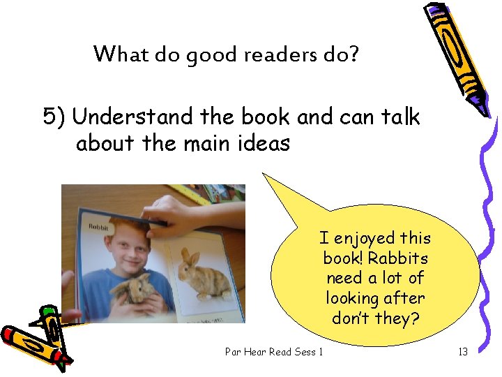 What do good readers do? 5) Understand the book and can talk about the
