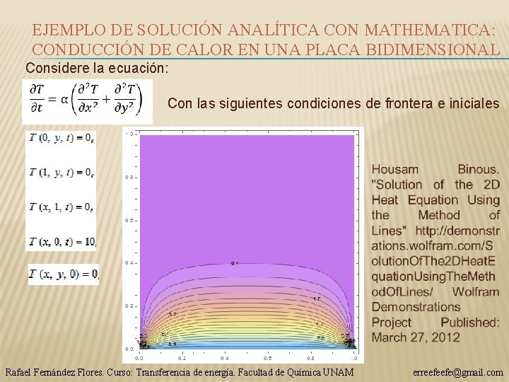 EJEMPLO DE SOLUCIÓN ANALÍTICA CON MATHEMATICA: CONDUCCIÓN DE CALOR EN UNA PLACA BIDIMENSIONAL Considere