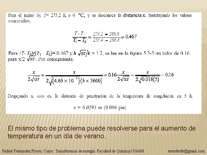 El mismo tipo de problema puede resolverse para el aumento de temperatura en un