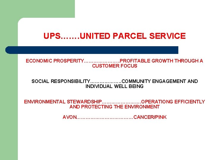 UPS……. UNITED PARCEL SERVICE ECONOMIC PROSPERITY…………………. . PROFITABLE GROWTH THROUGH A CUSTOMER FOCUS SOCIAL