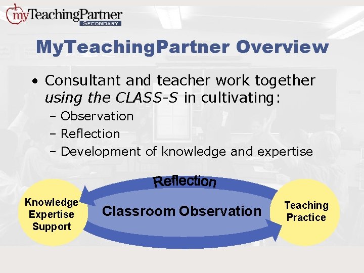 My. Teaching. Partner Overview • Consultant and teacher work together using the CLASS-S in