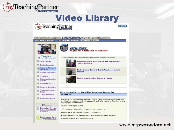 Video Library www. mtpsecondary. net 