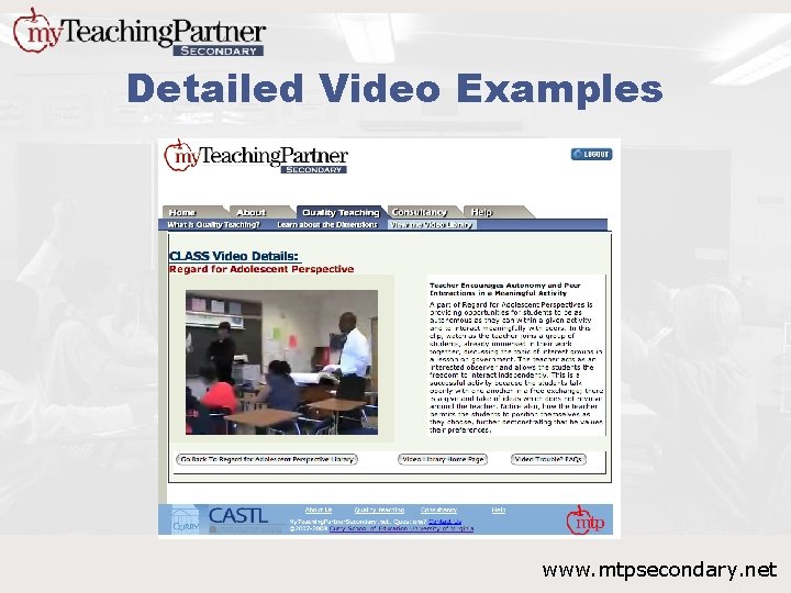 Detailed Video Examples www. mtpsecondary. net 
