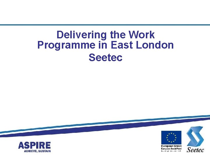 Delivering the Work Programme in East London Seetec 