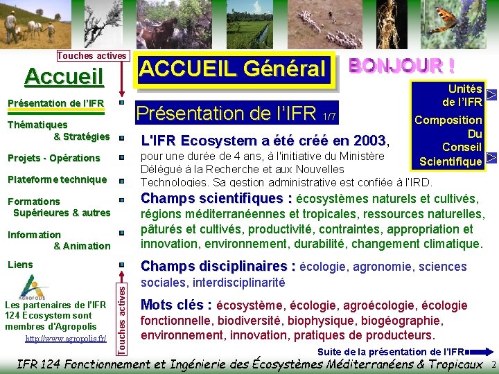 Touches actives Accueil Présentation de l’IFR ACCUEIL Général Présentation de l’IFR 1/7 Thématiques &