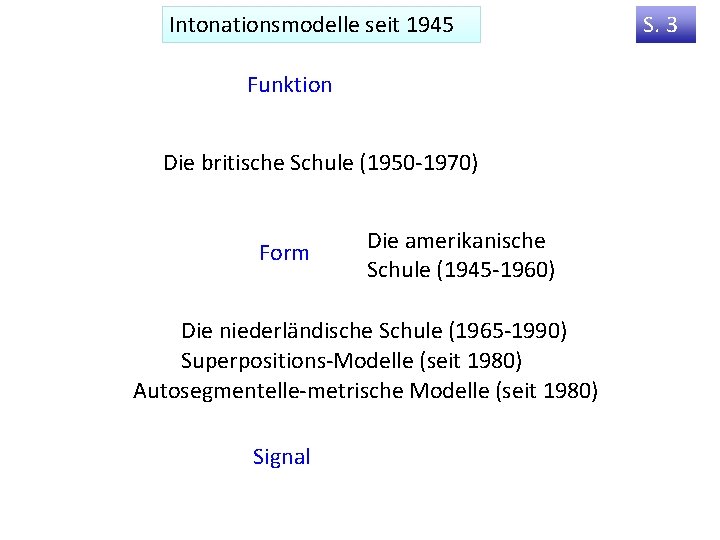 Intonationsmodelle seit 1945 Funktion Die britische Schule (1950 -1970) Form Die amerikanische Schule (1945