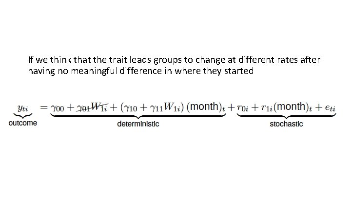 If we think that the trait leads groups to change at different rates after