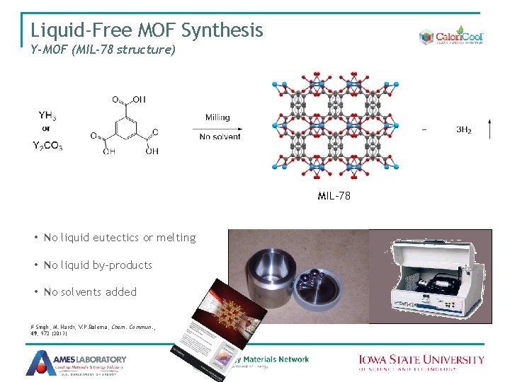 Liquid-Free MOF Synthesis Y-MOF (MIL-78 structure) MIL-78 • No liquid eutectics or melting •