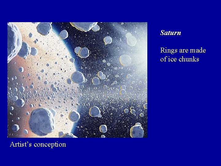 Saturn Rings are made of ice chunks Artist’s conception Saturn Rings are made of ice chunks Artist’s conception