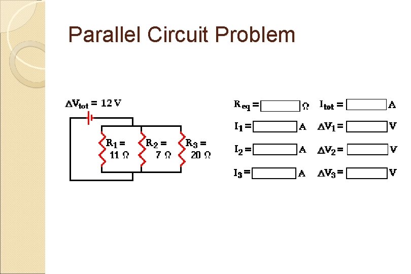 Parallel Circuit Problem 