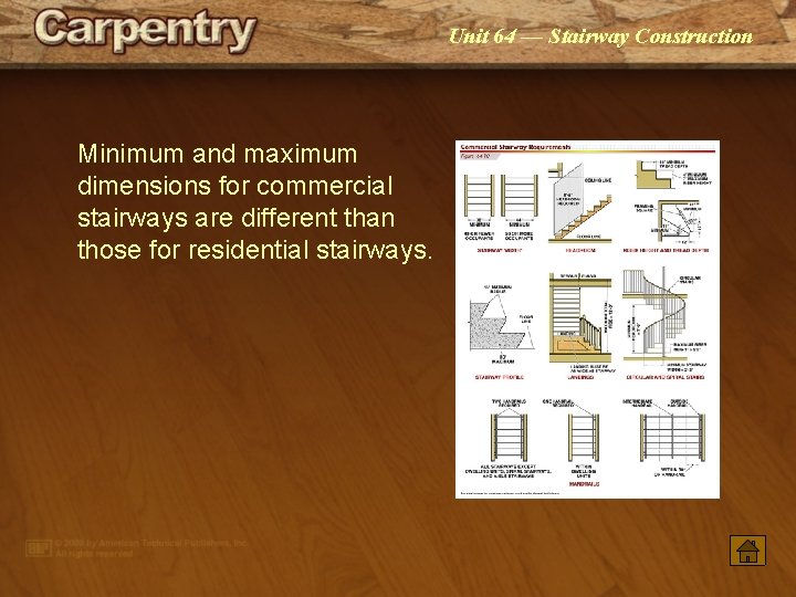 Unit 64 — Stairway Construction Minimum and maximum dimensions for commercial stairways are different