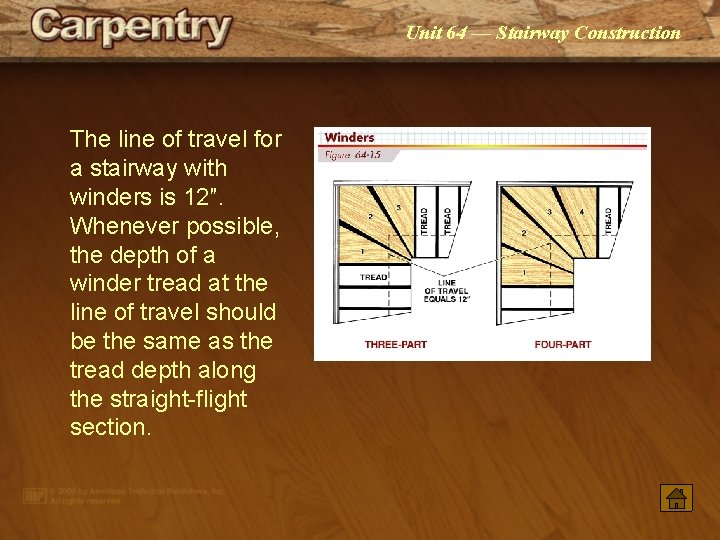 Unit 64 — Stairway Construction The line of travel for a stairway with winders