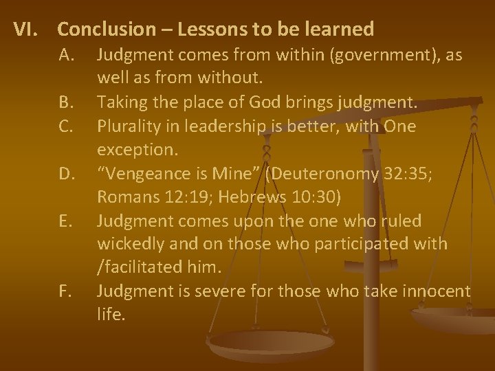 VI. Conclusion – Lessons to be learned A. B. C. D. E. F. Judgment