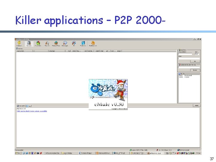 Killer applications – P 2 P 2000 - 37 Killer applications – P 2 P 2000 - 37