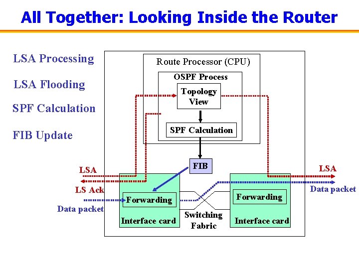 All Together: Looking Inside the Router LSA Processing Route Processor (CPU) OSPF Process LSA