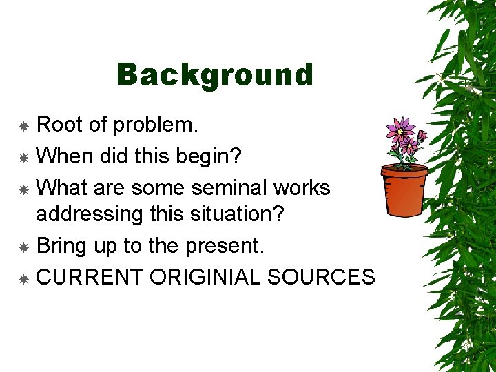 Background Root of problem. When did this begin? What are some seminal works addressing