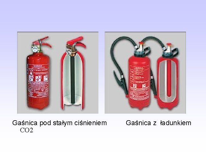  Gaśnica pod stałym ciśnieniem CO 2 Gaśnica z ładunkiem 