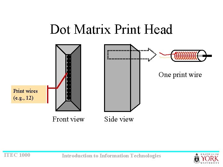 Dot Matrix Print Head One print wire Print wires (e. g. , 12) Front
